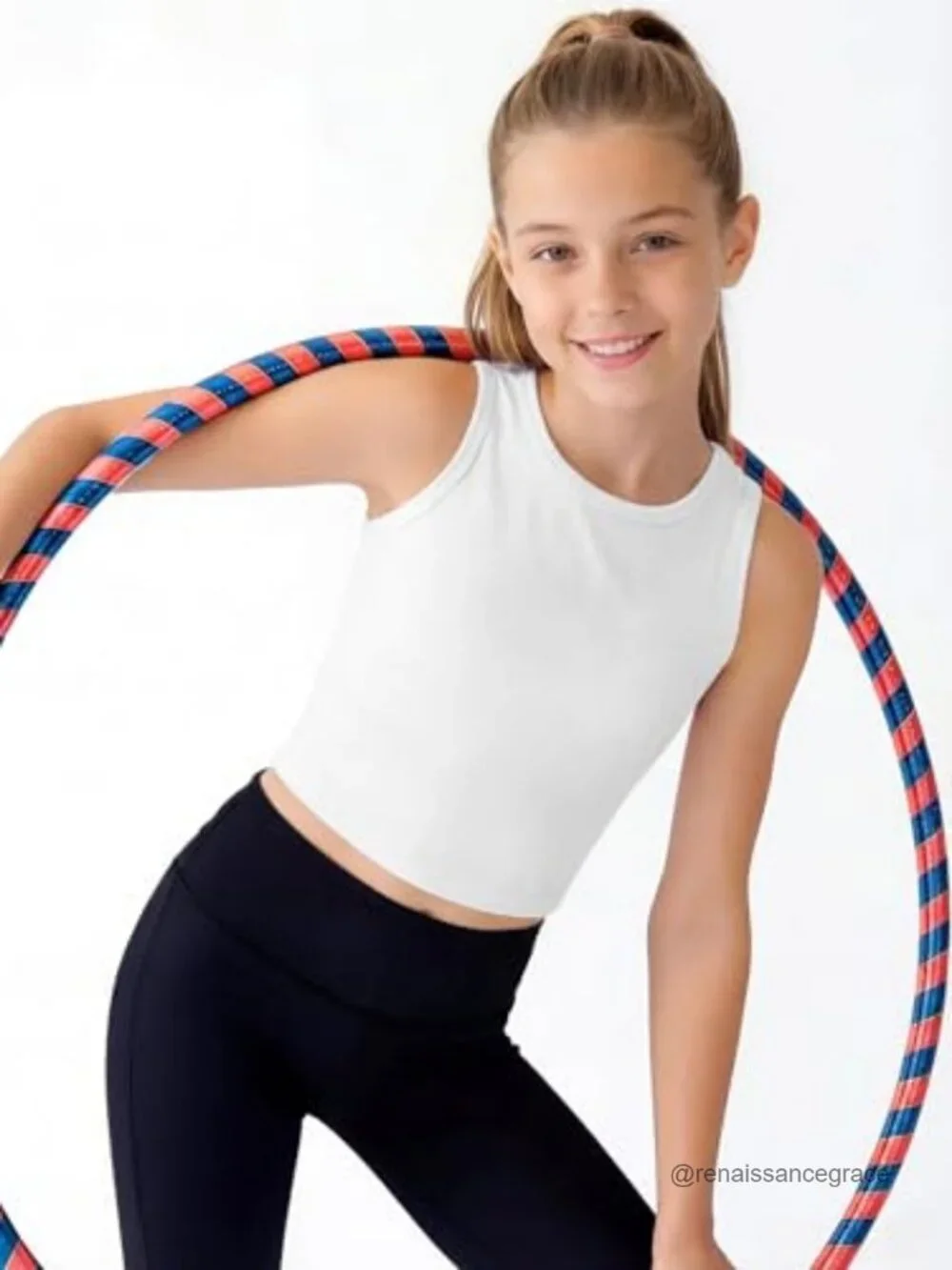 Girls Tank Top Sleeveless Ribbed Knit Workout Crop Top 75% Nylon